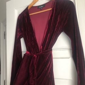 Midi velvet wrap dress , deep red. Small